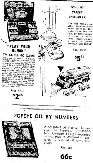 Wisconsin State Journal toy ads: 1960s